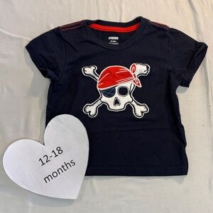 Gymboree - Navy Blue Pirate Skull Kids Short Sleeve T-Shirt